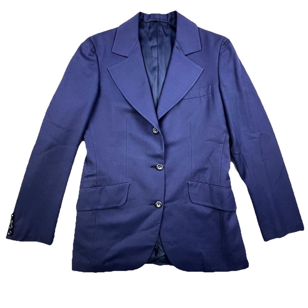 Oxxford Clothes Blazer Women’s Size 10 Navy Blue 100% Wool 3 Button Jacket